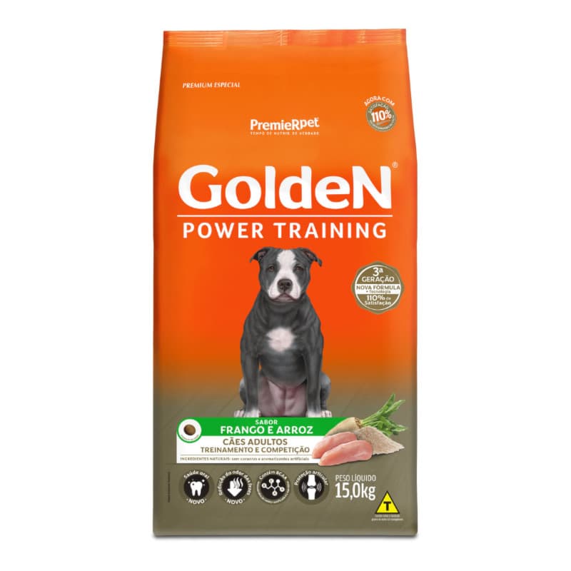 Ração GoldeN Power Training Cãess Adultos Frango e Arroz 15,0kg