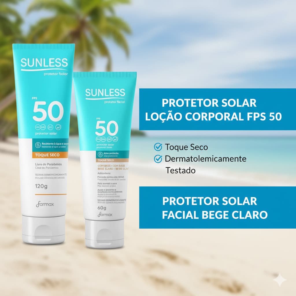Kit Protetor Solar Corporal FPS 50 120g + Protetor Solar Facial FPS 50 60g Bege Claro