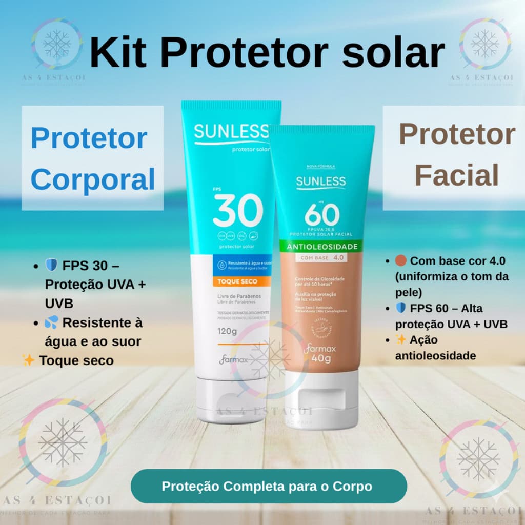 Kit Protetor Solar Facial 4.0  + Protetor Solar FPS 30 De 120g