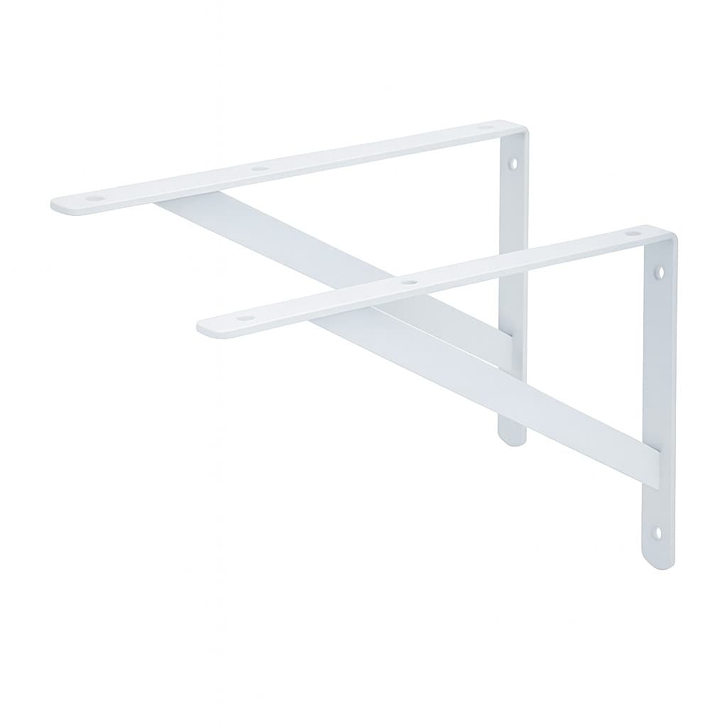 Kit 2 Mão Francesa Reforçada Para Prateleira Suporte Cantoneira Parede em Aço Branca 19cm 23cm 29cm
