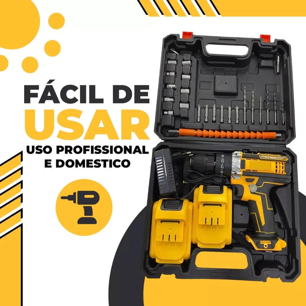Parafusadeira Furadeira Sem Fio 2 Bateria Maleta 48V ZEM