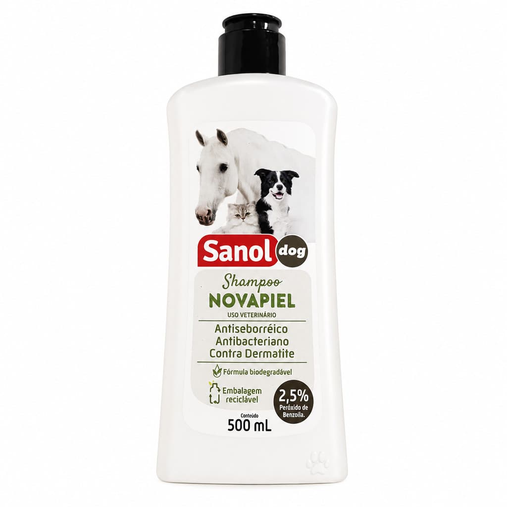 Shampoo para Cachorro Novapiel Pet Sanol Dog 500ml Antibacteriano Dermatite