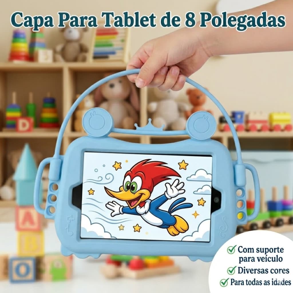 Capa Para Tablet's Infantil de 8 Polegadas com Suporte Para Carro