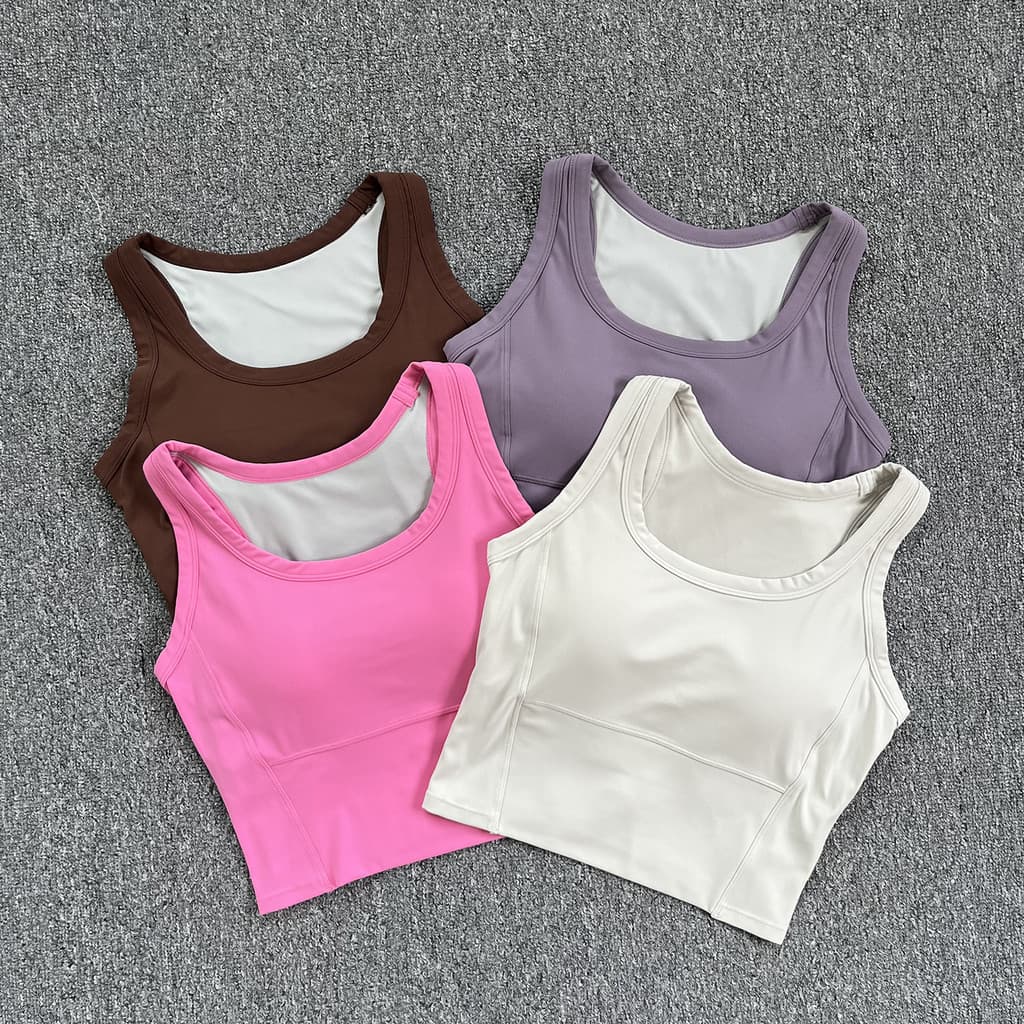 Colete esportivo feminino de uma peça à prova de choque correndo roupa interior bonita volta roupas de Fitness Pilates Y
