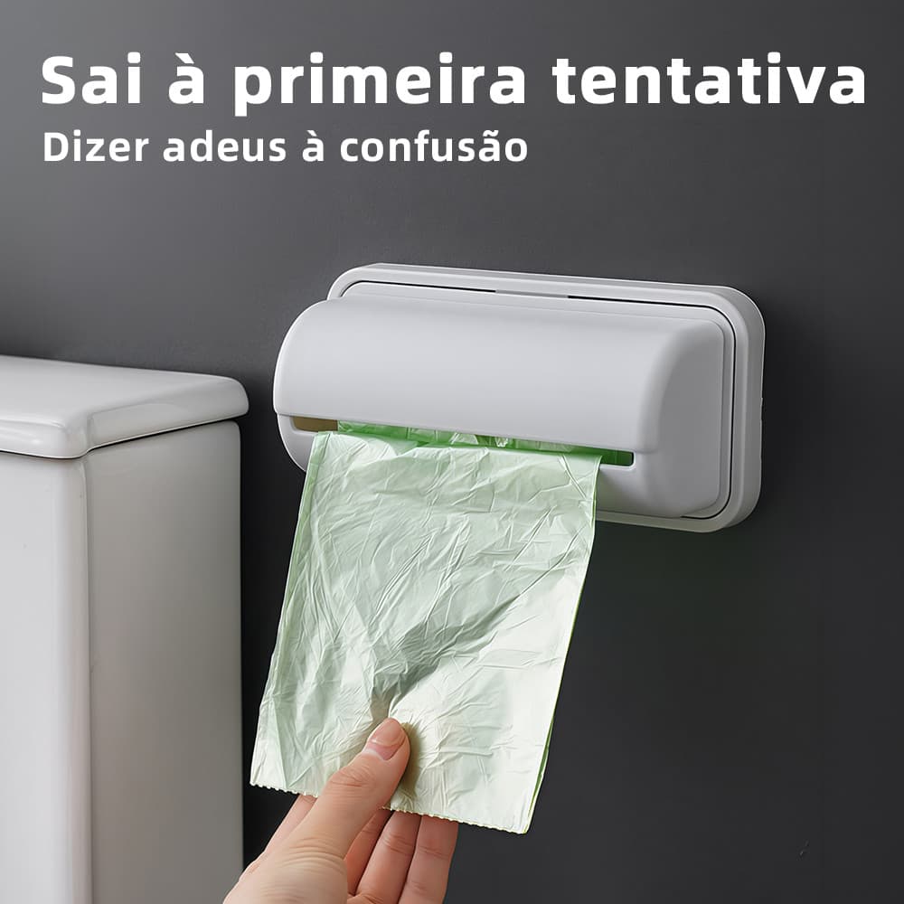 Organização Prática com Porta Sacola Puxa Saco de Parede Multiuso para Cozinha e Banheiro com Dispenser Organizador