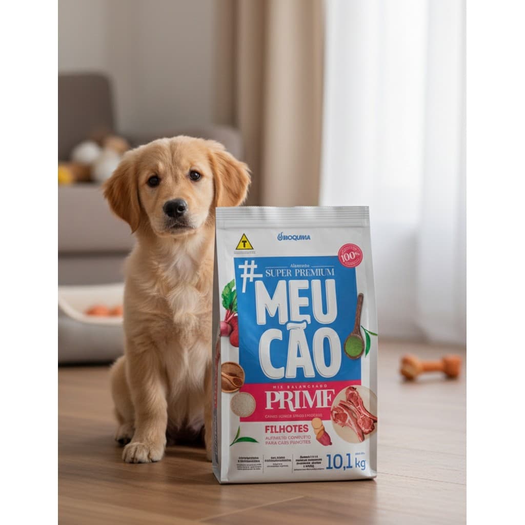 Ração Cachorro Filhote Meu Cão Super Premium Cão Carne 10kg Junior Ômega 3 Yucca Macio