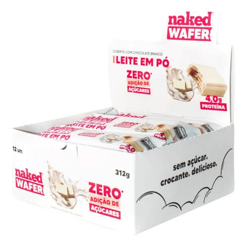 Naked Wafer Chocolate Branco Com Whey Protein Zero - Display 12unx26g