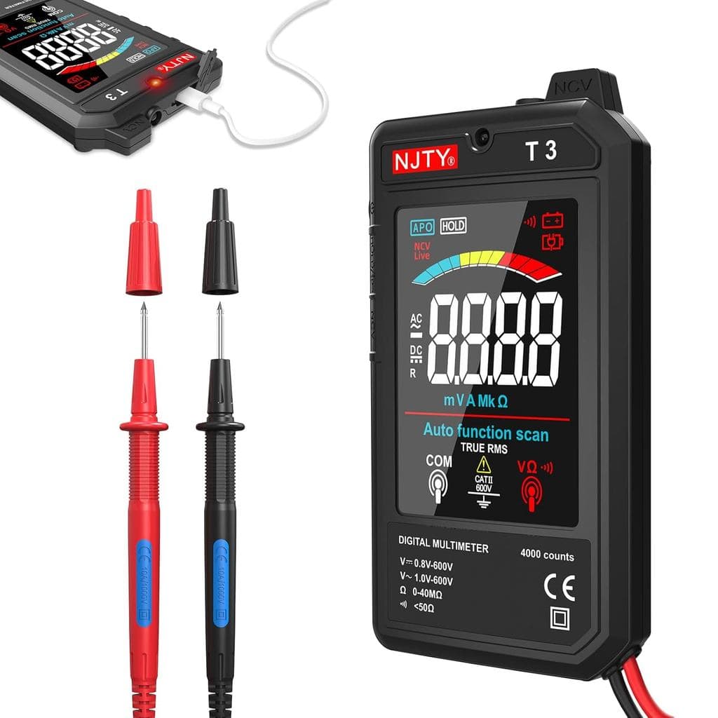 T3 Multímetro Digital Inteligente Com Faixa Automática , Tensão AC/DC , Resistência E Função NCV, Ecrã a cores de 3,19"