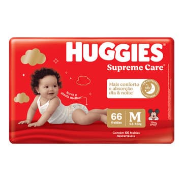Fralda Descartável Infantil Huggies Supreme Care M Pacote 66 Unidades