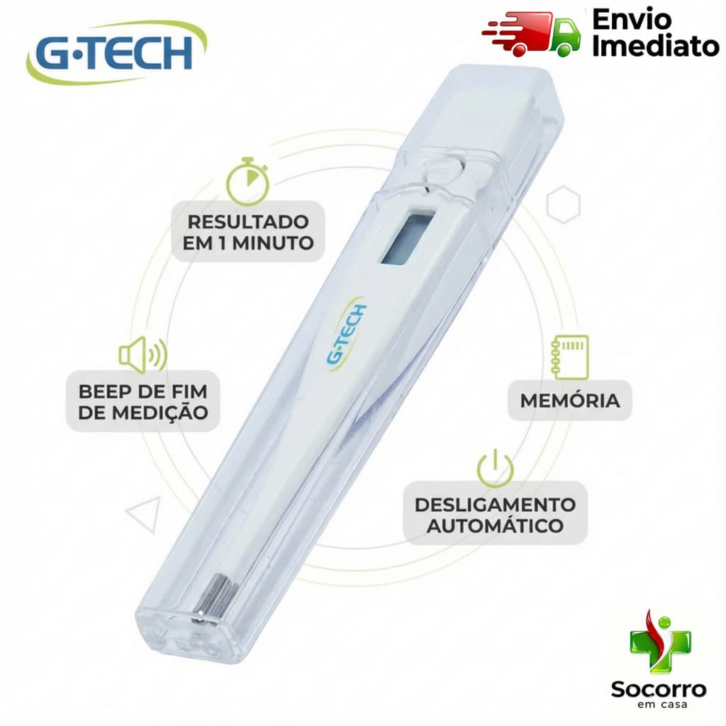 Termômetro Digital para Bebê Infantil e Adulto Gtech Aviso Sonoro + Estojo Protetor Brinde