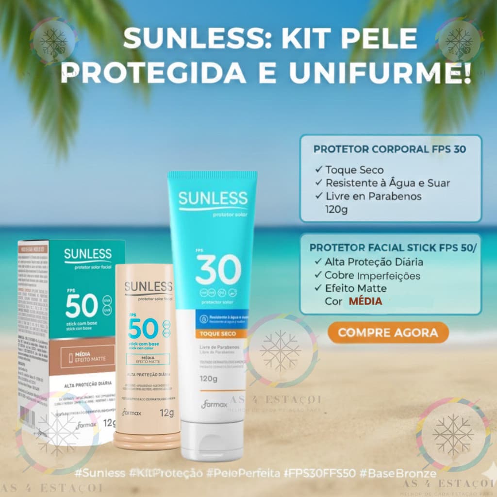 kit Protetor Solar Facial  Bastão Média + Protetor Solar Corporal FPS 30 120g