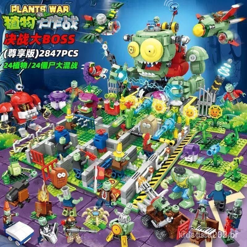 Blocos de Montar Lego Série Plants vs. Zombies Fazenda de Plantas Batalha de Abóbora Sagitário Ornamentos Simples para