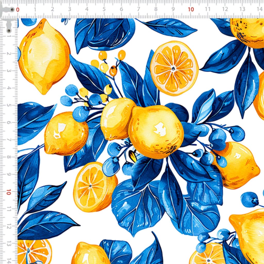 Tecido Sarja Impermeável Estampada Limões Siciliano Mediterrâneo Patchwork Artesanato Pano Bolsa Almofada