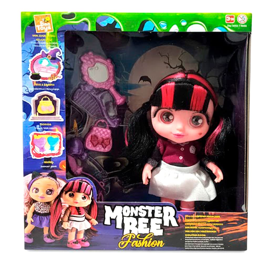 Boneca Monster Bee Fashion Vampira 29cm Articulada com Acessórios Bee Toys Original