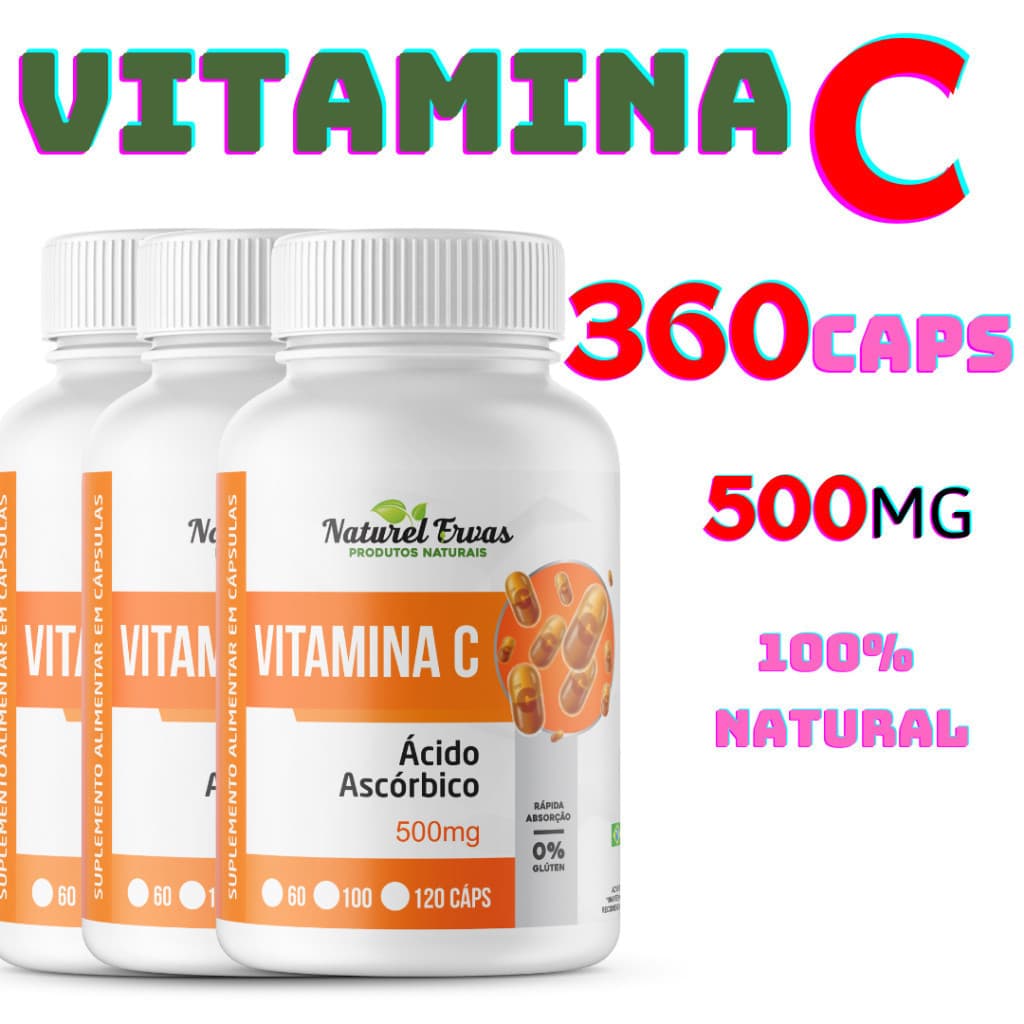 Vitamina C Puríssima 500mg com 120 cápsulas Natural