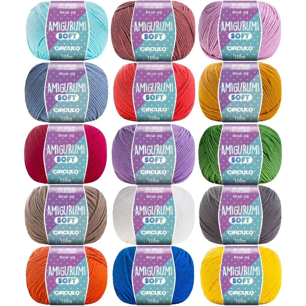 Kit Fio Amigurumi Soft 44un - Círculo - 65g e 150m - Tricô, Crochê - Escolha Sua Cor
