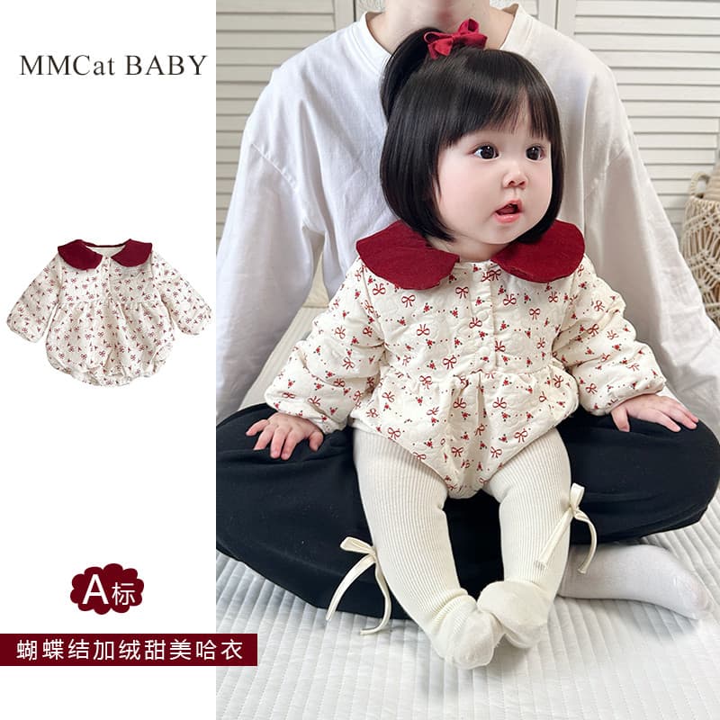 Bebê bebê roupas de ano novo macacão forro de lã outono inverno macacão bebê menina ano novo roupas envoltório roupas Ou