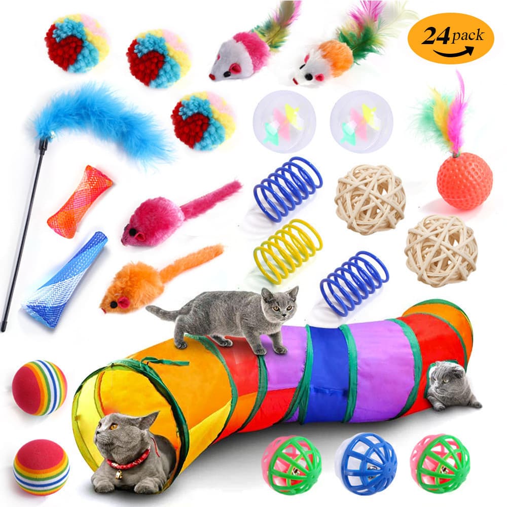 Kit 24 Peças De Brinquedos Para Gatos De Estimação Brinquedos Divertidos Sortidos Para Gato Pet