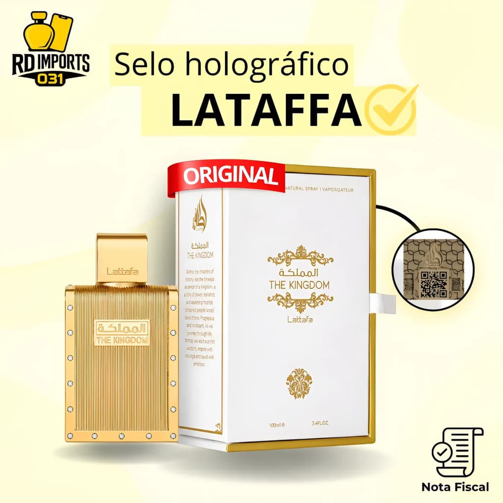 Perfume Árabe The Kingdom Men Lattafa Masculino Edp 100ml Original Importado Selo Holográfico E Nf