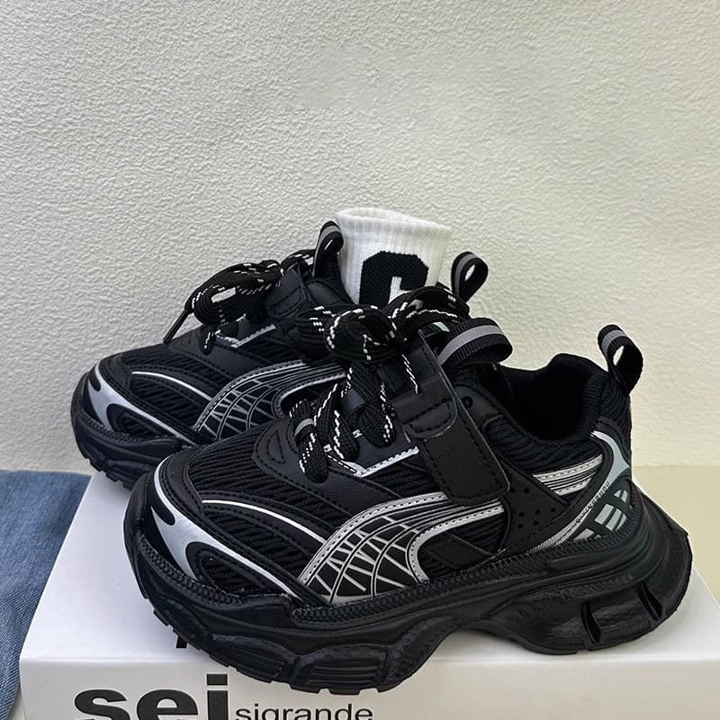 Novos tênis esportivos para meninos, tênis infantis estilo "dad shoes", tênis casuais respiráveis para meninas, tênis de