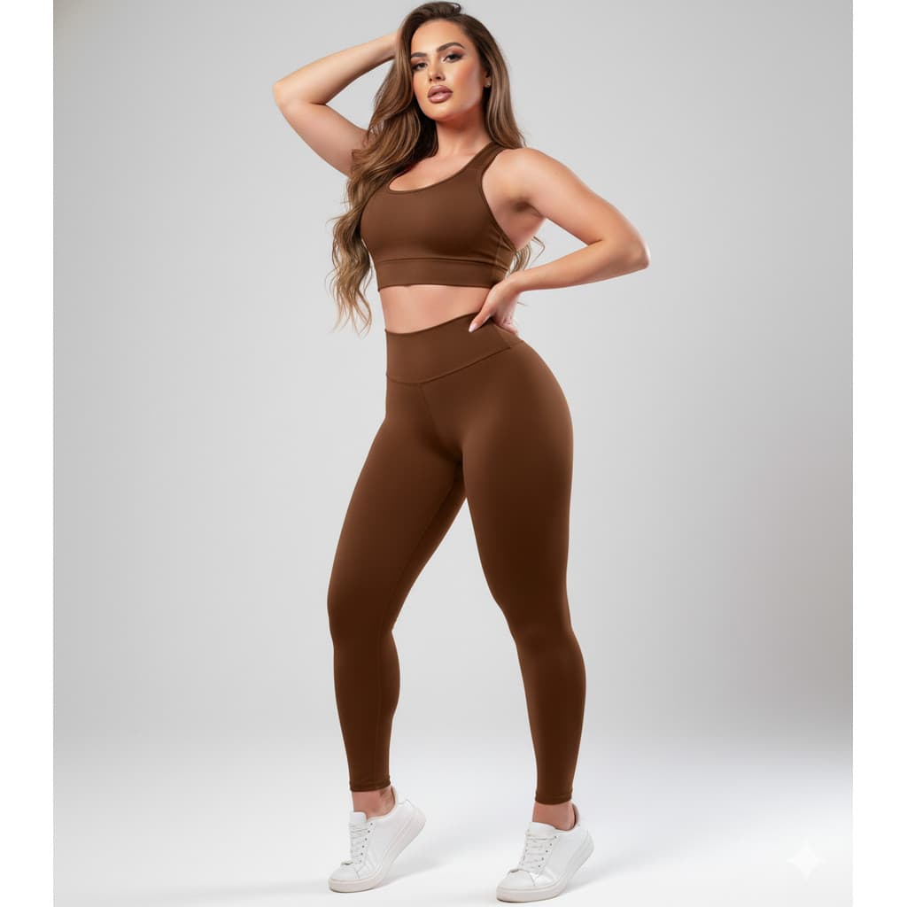 Conjunto Calça Legging e Top Fitness Roupas Femininas Para Academia Ginástica Treino A01