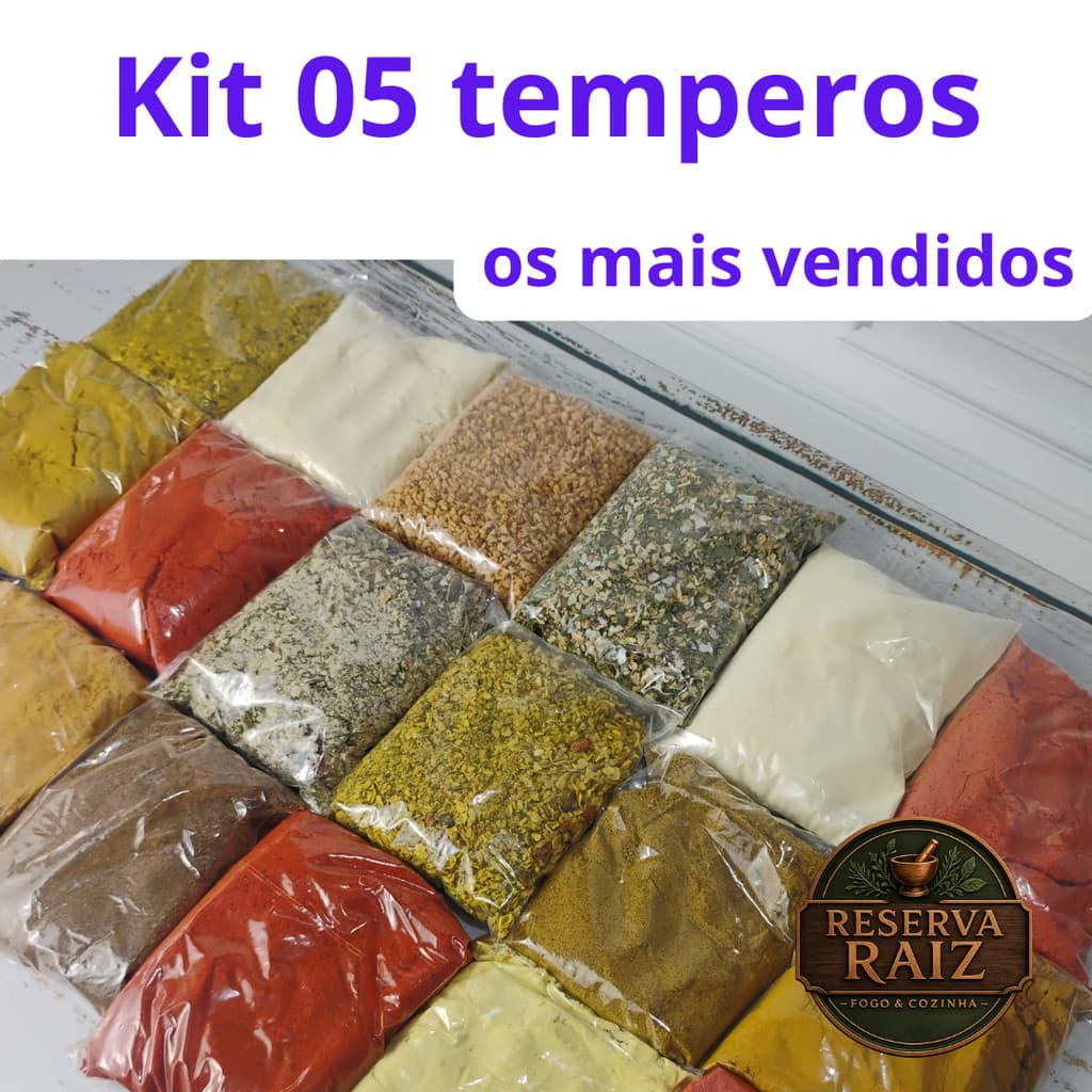 Kit com 05 unidades de Temperos e Condimentos Naturais em Sachês Sem Conservantes para sua Cozinha