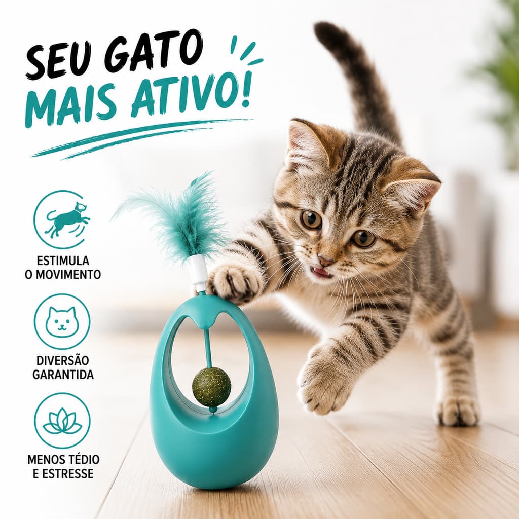 Brinquedo para Gatos com Catnip Bola Interativa com Sino Anti Tédio para Pet