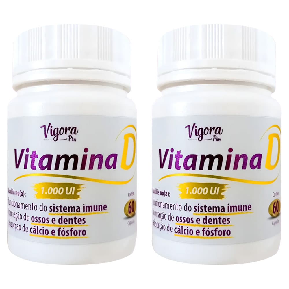 Kit 2 Vitamina Vigora Plus Vitamina D 1000UI 60Cps - Prati