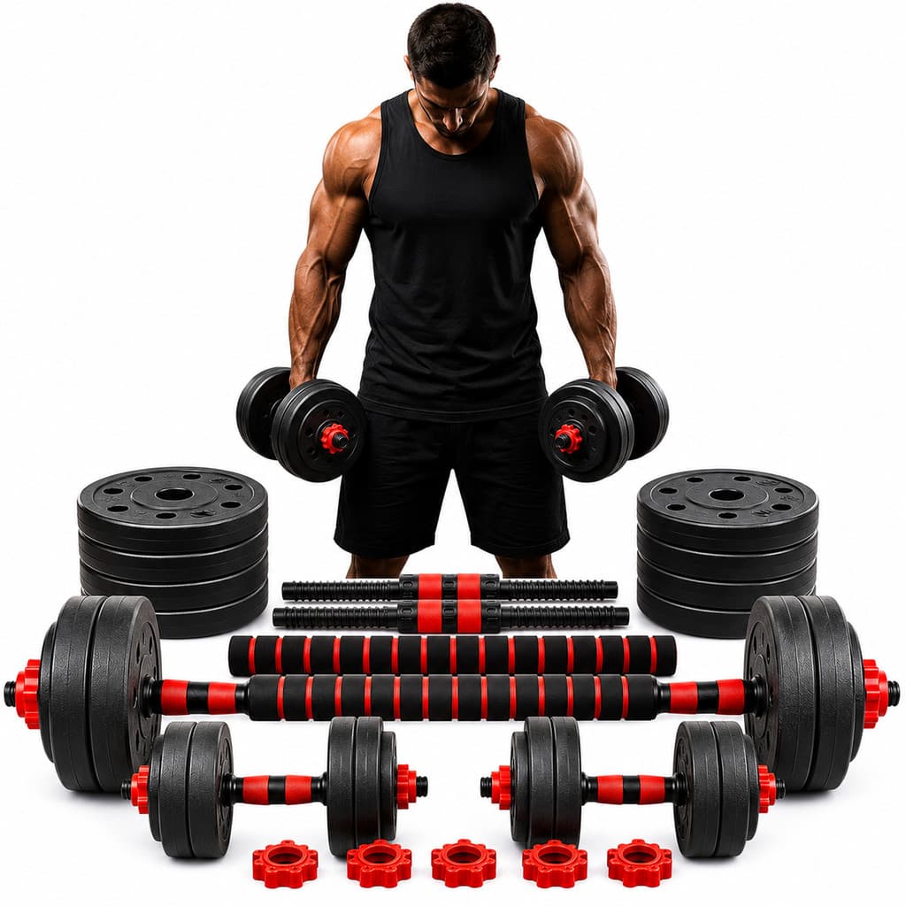 Kit Halteres Barras Peso Ajustavel 15 kg para Exercicios Anilhas Em Casa Fitness Academia Musculação Em Forma Aparelho