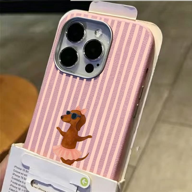 Capinha para iPhone 17/16/15/14/13/12 Pro Max capinha de celular com cachorrinho listrado de desenho animado