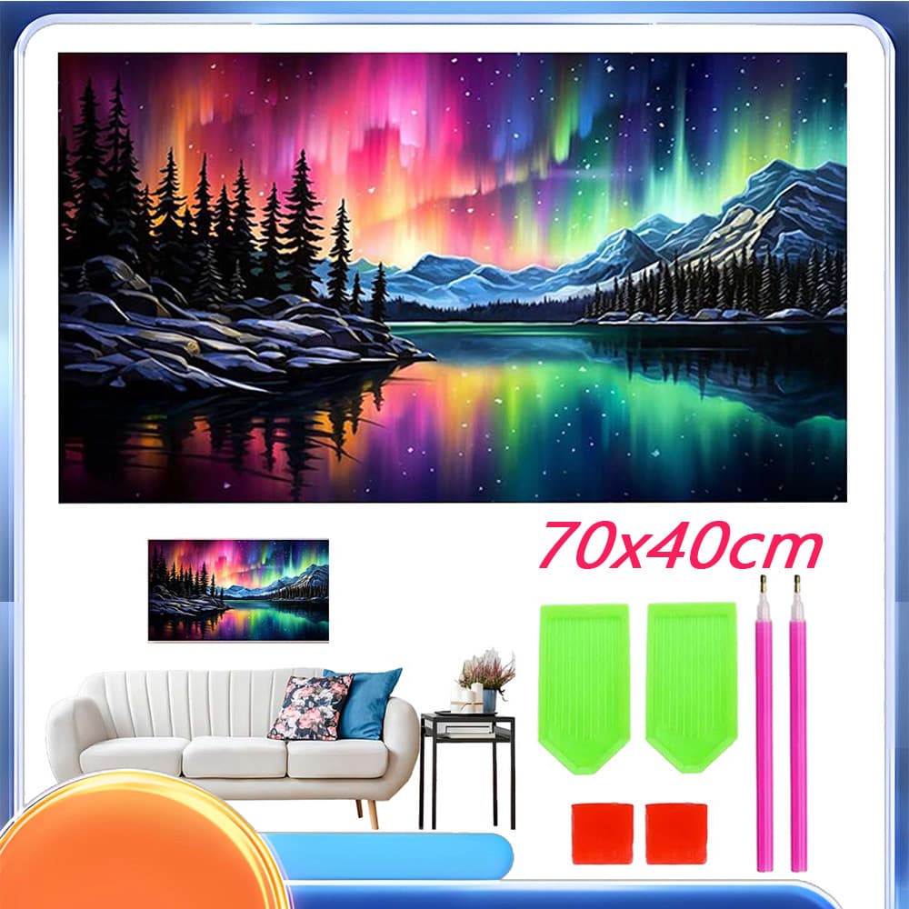 5d pintura diamante diy conjunto de pintura 70x40cm Aurora noite floresta pintura diamante