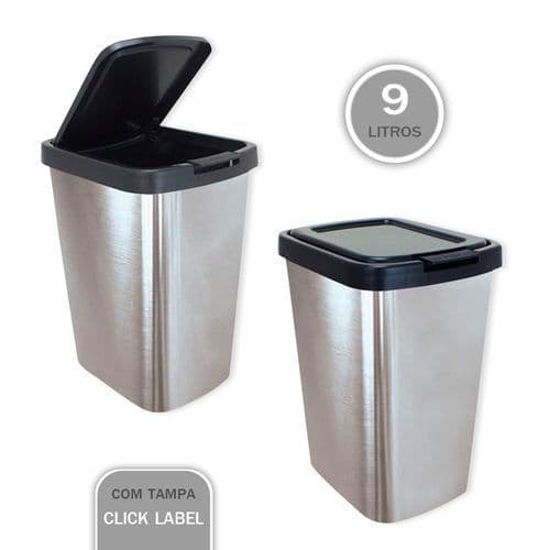 Lixeira Cesto 9 Litros Tampa Click Moderno Organizador Higiênico Banheiro Cozinha