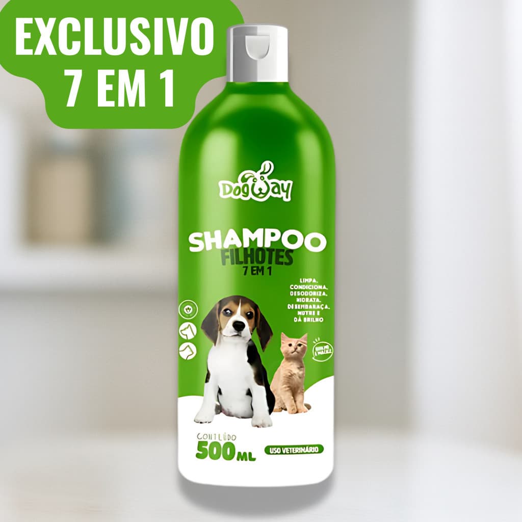 Shampoo Filhotes 7 em 1 DogWay 500ml Para Cães e Gatos Pelos Macios