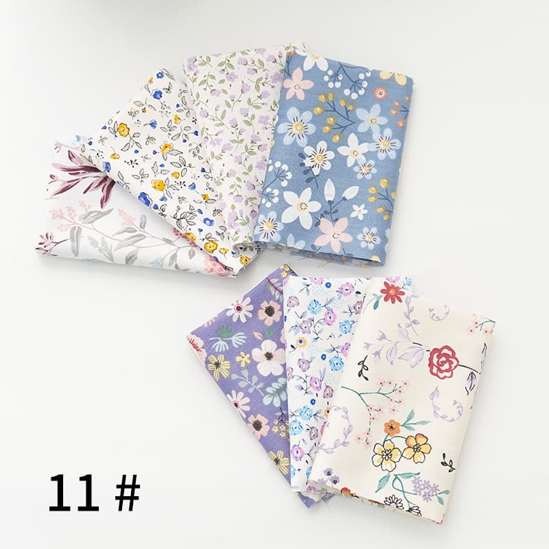 Conjunto de tecido estampado em patchwork de algodão puro, retalhos de tecido 100% algodão, peças de tecido com estampas