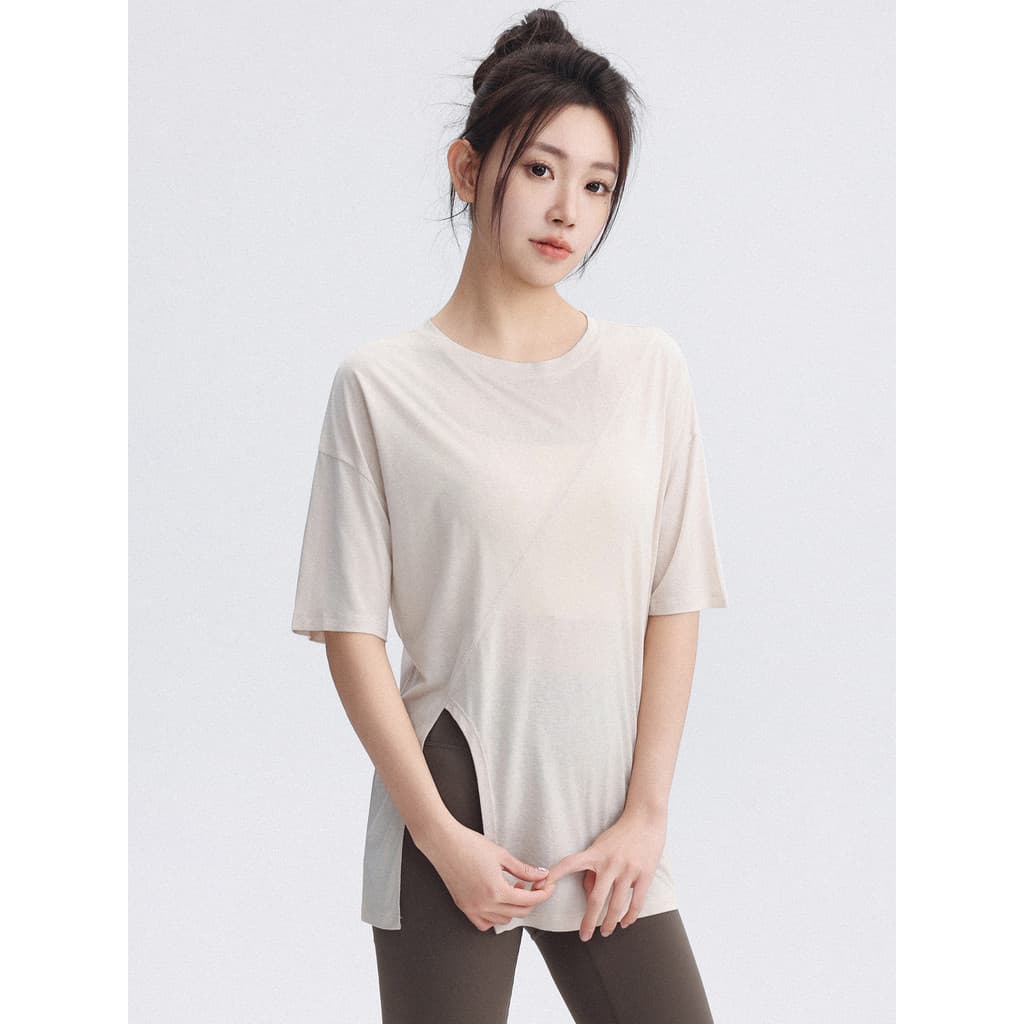 Roupas esportivas femininas blusa solta Fitness manga curta terno de treinamento Pilates Yoga roupas superior respirável
