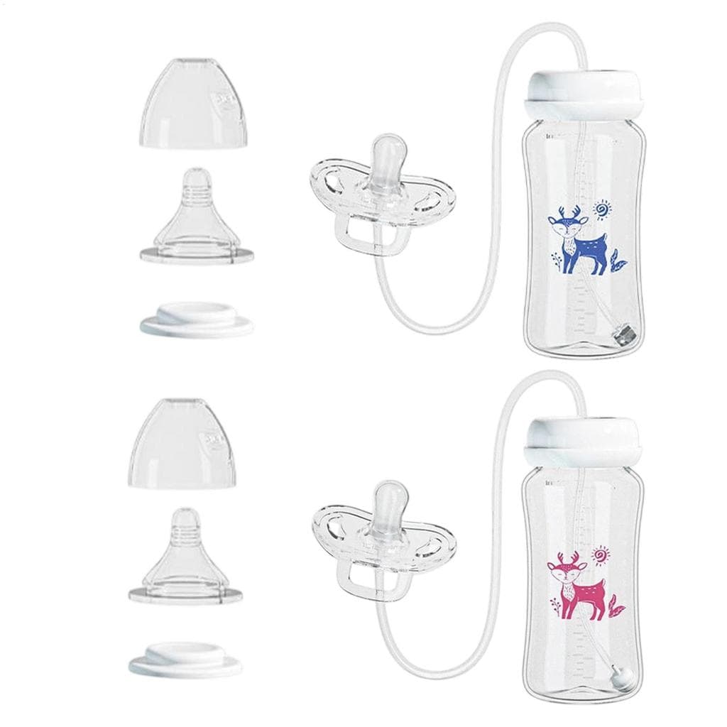 Garrafa De Chupeta De Silicone Anti-Cólica Mamadeira Com Canudos Acessórios Essenciais Para Bebês Recém-Nascidos aopoimy