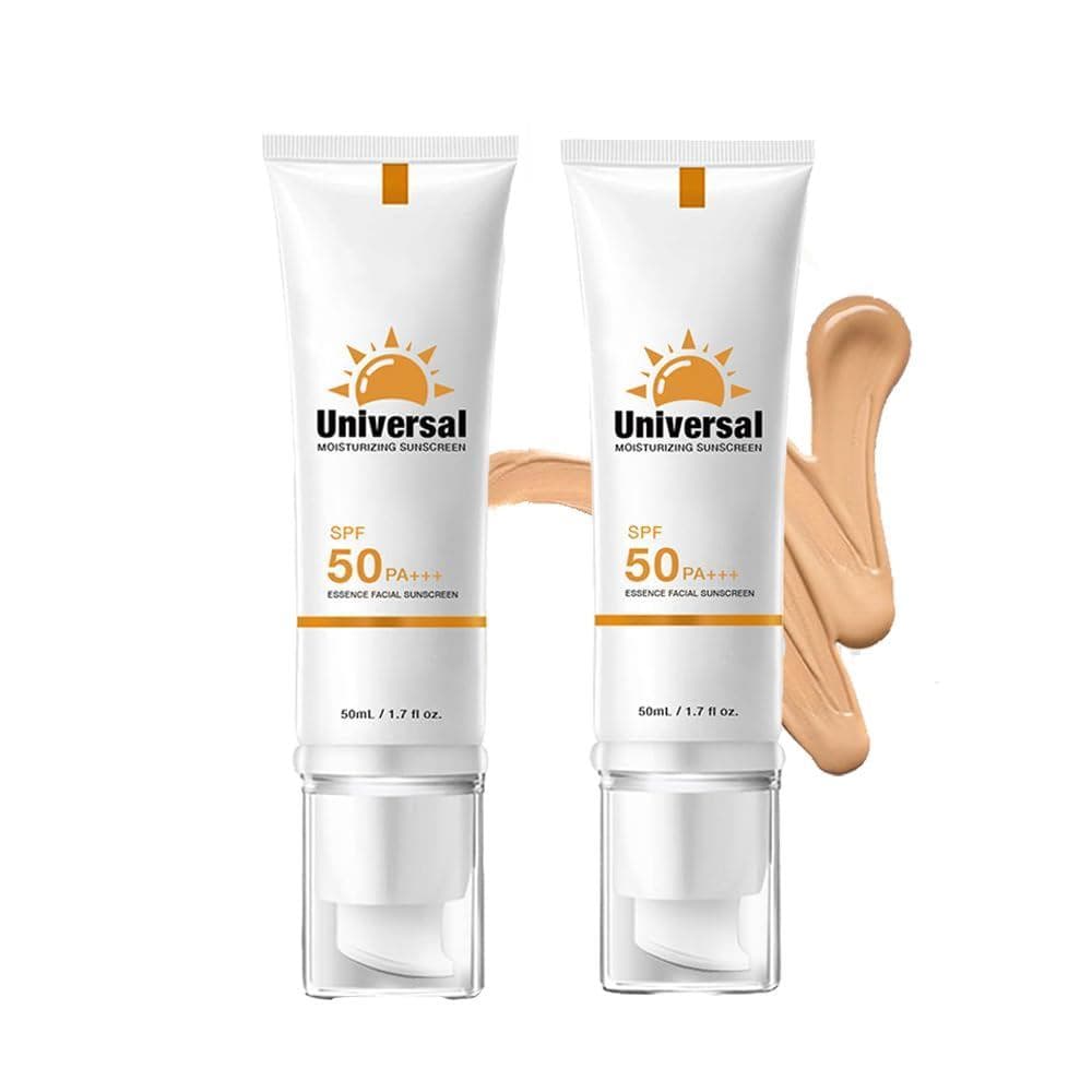 Protetor Solar Facial com Cor FPS 50, 2 Peças Protetor Solar Universal 50 Hidratante, Essência Solar Hidratante para o R