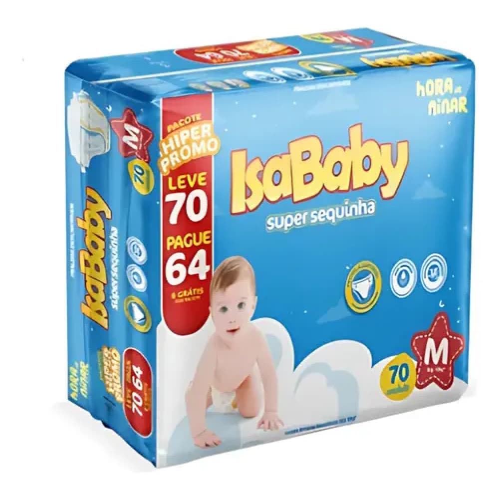 Fralda Isababy Hiper Super Sequinha M 70 un