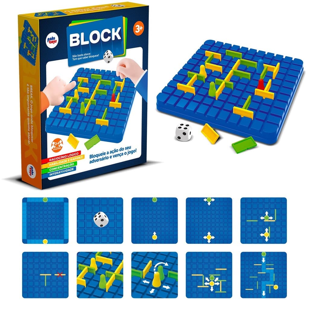 Jogo Block De Tabuleiro Brinquedo De Raciocínio Lógico E Pedagógico Para Família