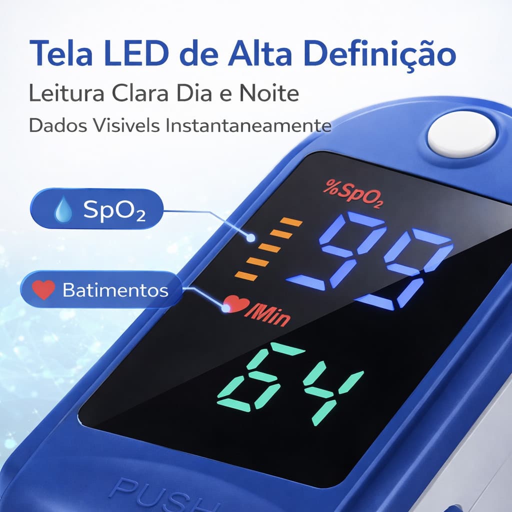 Oxímetro de Dedo Digital Portátil Medidor de Saturação SpO2 e Frequência Cardíaca com Tela LEDN XIMING 