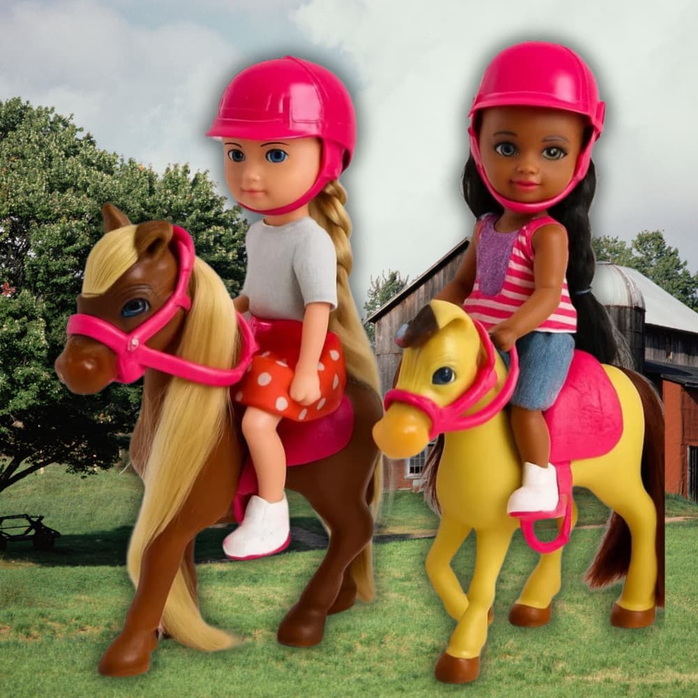 Boneca Infantil 18cm com Cavalo e Acessórios | Brinquedo Articulado Holiday- Envio Imediato
