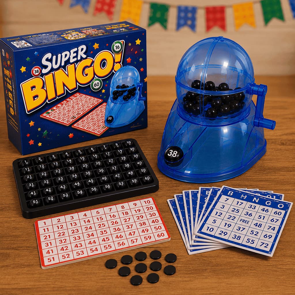 Jogo Bingo Infantil e Adulto Completo 60 Números 15 Cartelas Jogo Familia Festa Junina