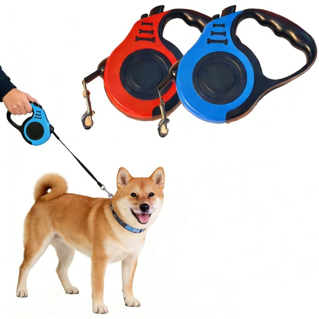 Coleira Guia 5 Metros Retrátil Automático Pets Cachorro Cães Gatos Resistente Com Trava Até 11.33kg