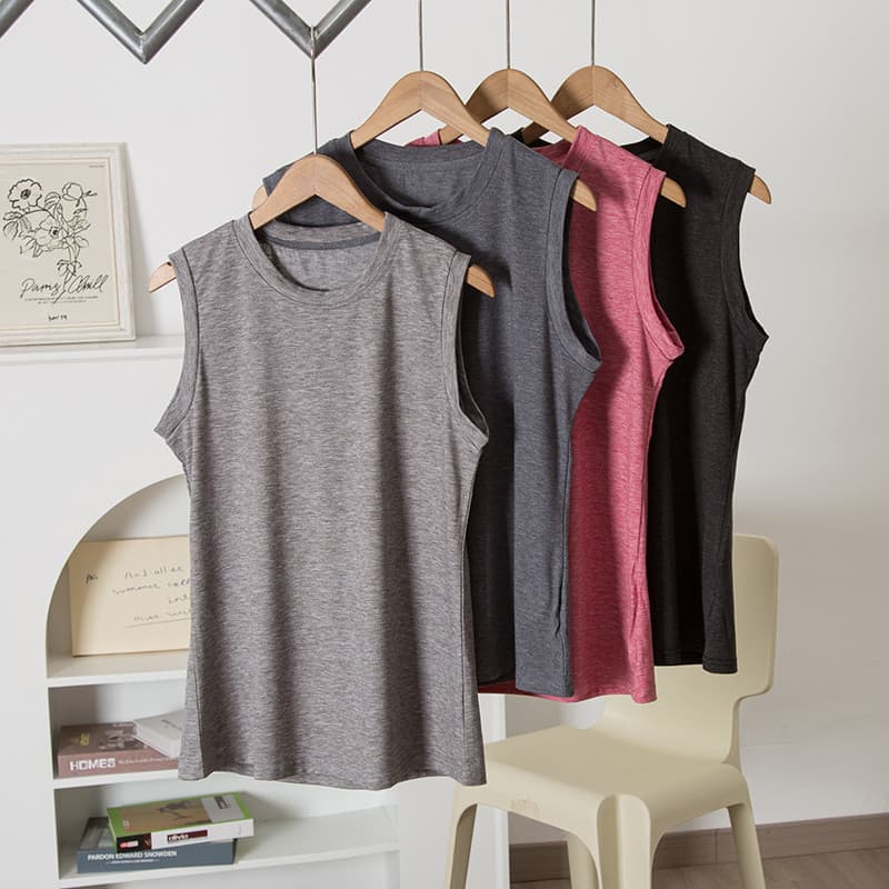 Roupas esportivas super recomendadas de algodão fino super respirável!Colete de Fitness para ioga de cor sólida feminino