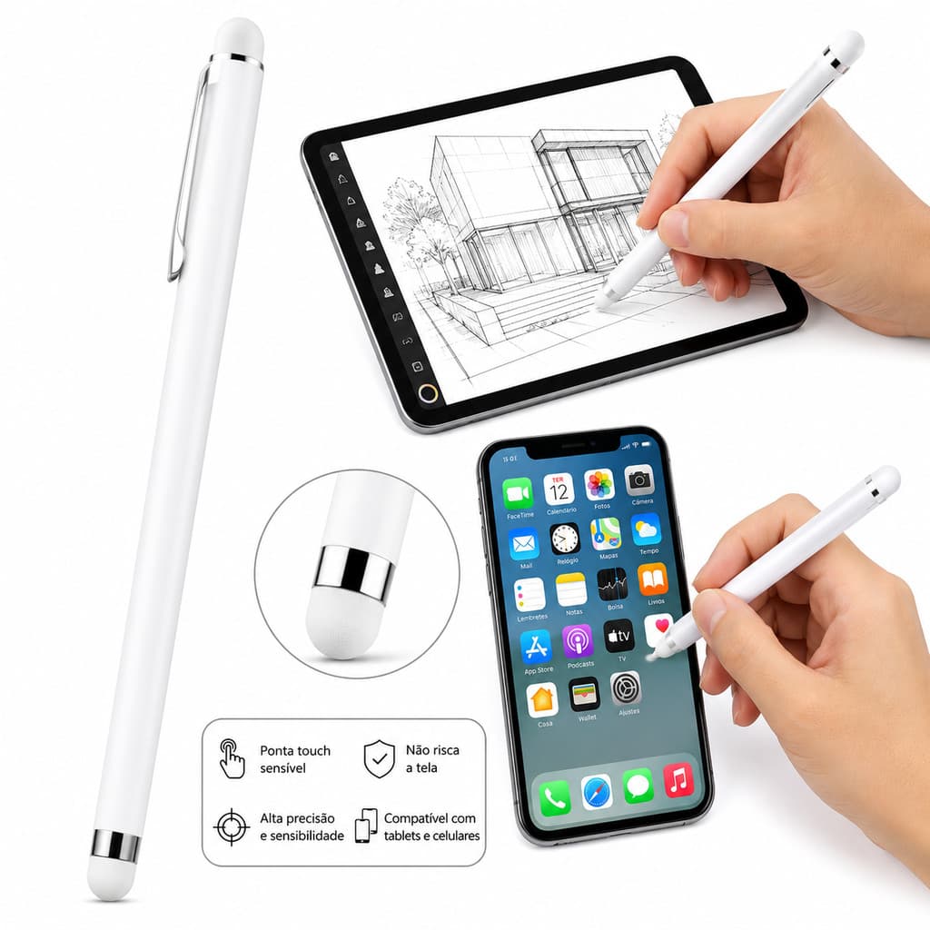 Caneta Touch Universal Stylus Pen para Tablet e Celular Android iPhone iPad Touchscreen