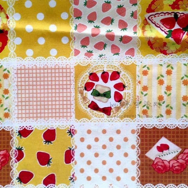 Largura 105 20 Tecido de Algodão Tecido Simples Shuiyu Morango Renda Patchwork Amarelo Pastoral Retro Camisa Saia Artesa