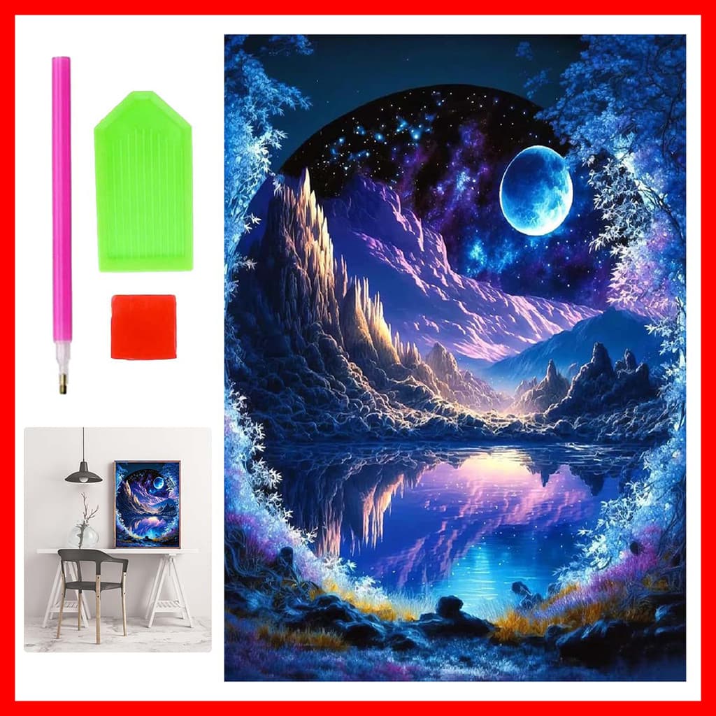 40x30cm lua azul paisagem Pintura Diamante, Kit de Diamante Redondo Das Crianças, Adulto 5D arte, DIY artesanal presente