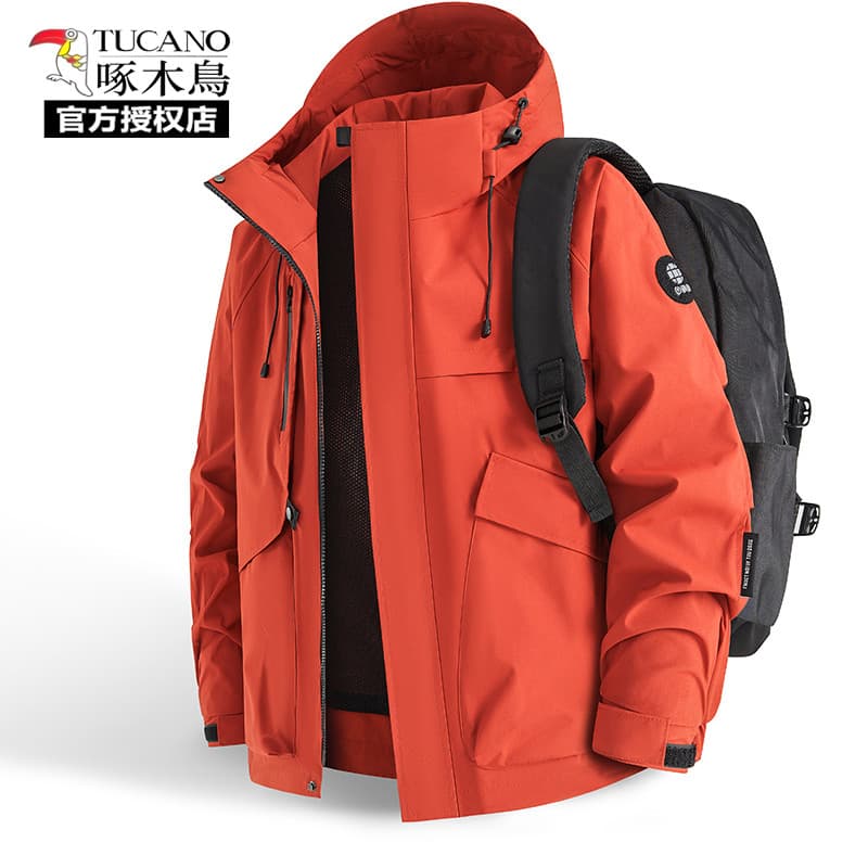 Woodpecker novo produto jaqueta com capuz estilo casal jaqueta à prova de vento masculino solto ao ar livre jaqueta Casu