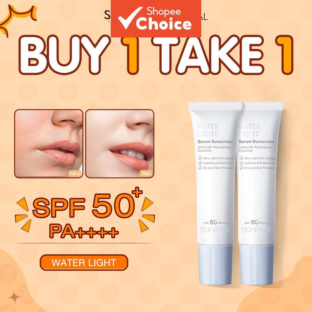 Compre 1 e leve 1 grátis SKINEVER 2 unidades de Sérum Hidratante com Protetor Solar 30ml SPF50+ PA++++, Protetor UV