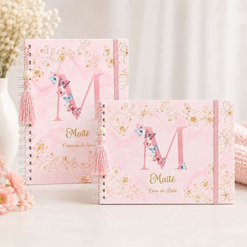Kit Caderneta de Vacinação / Saúde + Livro do Bebe | Presente Maternidade Cha de Bebe Enxoval